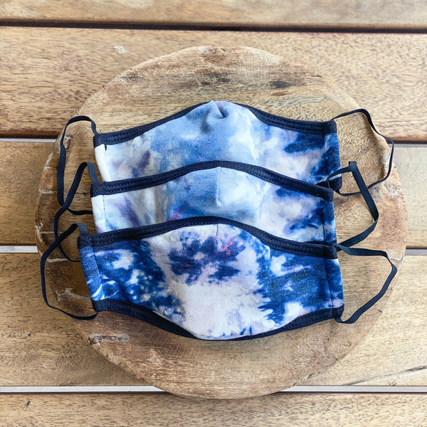 NEW!THREE PACK! Blue Skies, 100% COTTON & ANTIMICROBIAL-REUSABLE MASK