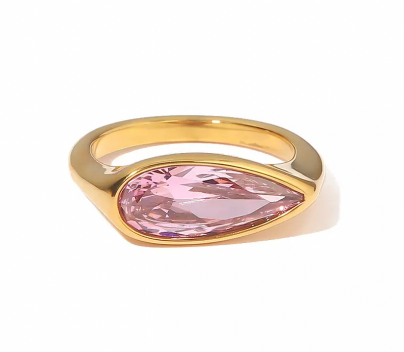 Pink Teardrop Ring